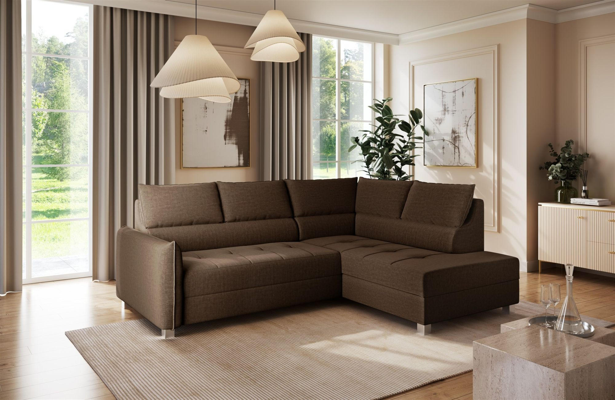 ECKSOFA Marno - Braun, Holzwerkstoff/Textil (260/200cm) - Fun Möbel