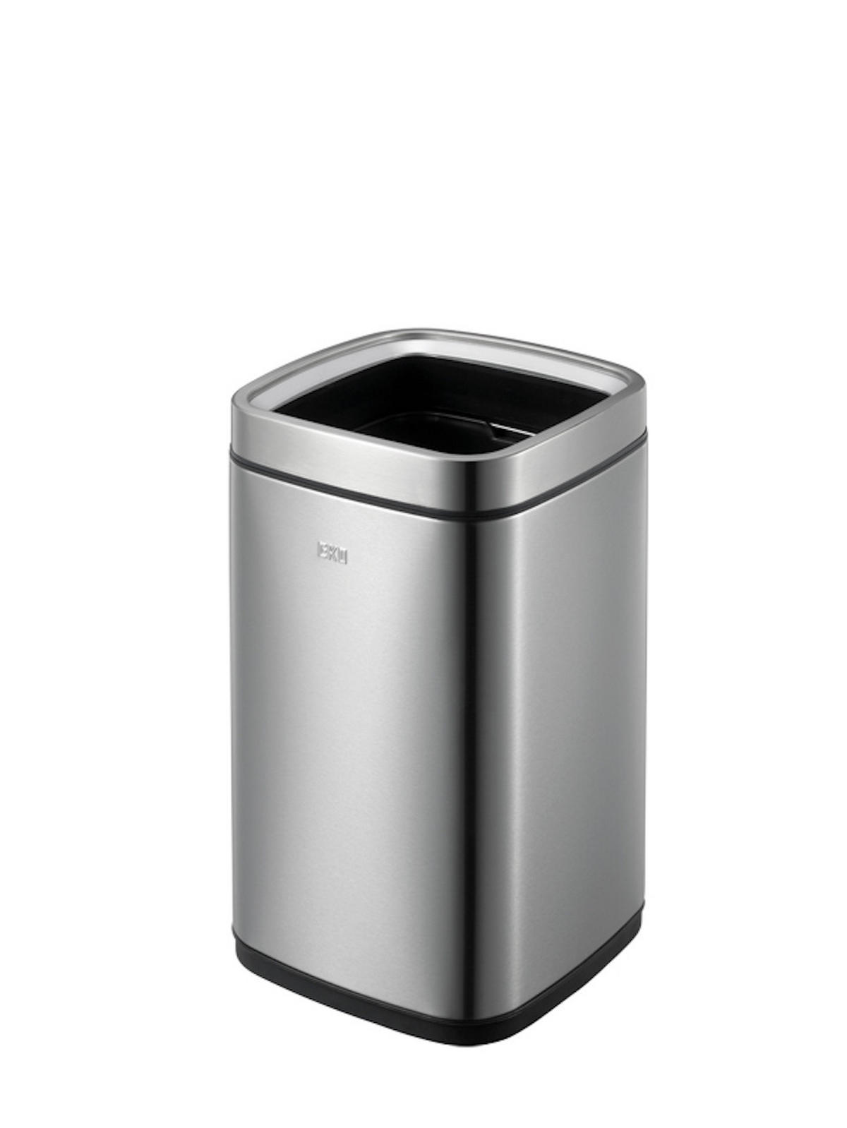MÜLLEIMER Quadratischer Mit Offenem Einwurf 12 Liter Edelstahl Silber - Silberfarben, Metall (24/42.5/24cm) - PROREGAL