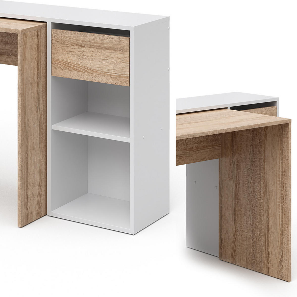 SCHREIBTISCH Ben Weiß/Sonoma 145 x 46.4 cm - Weiß/Sonoma Eiche, Holzwerkstoff (46.4/145/75.8cm) - Vicco