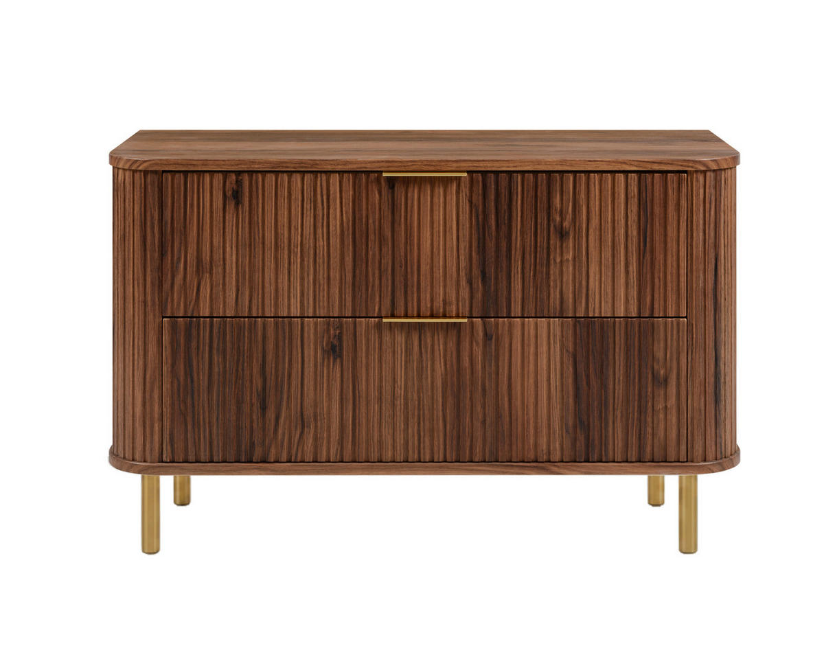 BADEZIMMERSCHRANK : Farbe Eiche-Nussbaum, Griff gold, Füße gold, 100 x 41,5 x 66,7 cm - Goldfarben/Braun, Holzwerkstoff (100/66.7/41.5cm) - 3XE LIVING