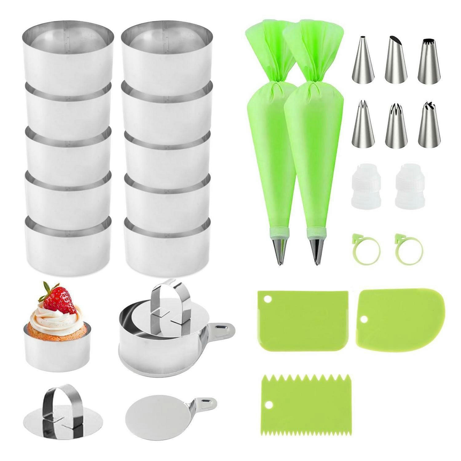 DESSERTRINGE Set 31-teilig Edelstahl 8 cm - Grün, Metall (12/7/12cm)