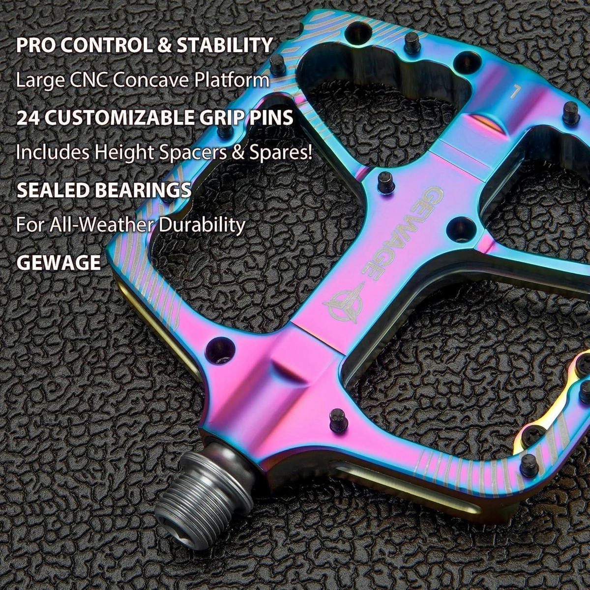 FAHRRADPEDALE Set Aluminium CNC mit Chromstahl Achse und Kugellager - Multicolor, Metall (11/1.5/11.5cm)
