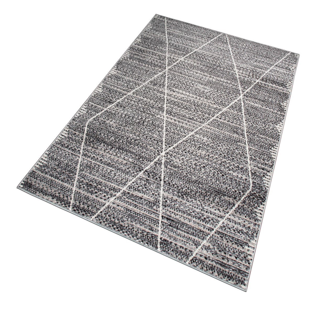 TEPPICH Harmonia Rautenmotiv Hoch-Tief-Effekt grau 160 x 230 cm - Hellgrau/Grau, Kunststoff/Textil (160/230cm) - oKu-Tex