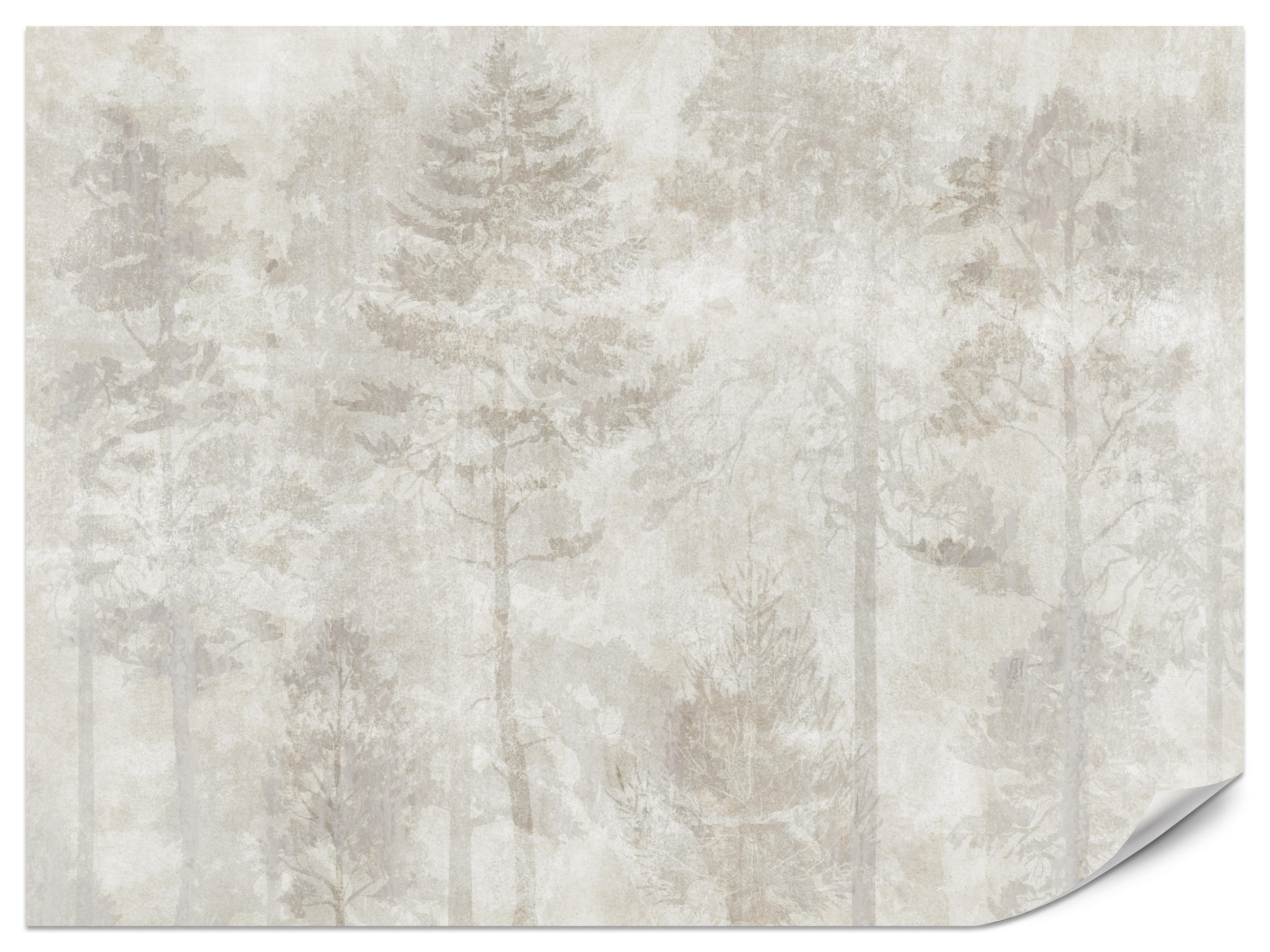 FOTOTAPETA Pre Obývaciu Izbu Boho Abstrakcia Les Stromy Betón Vintage 500 x 350 cm - béžová, papier (500/350cm) - Muralo