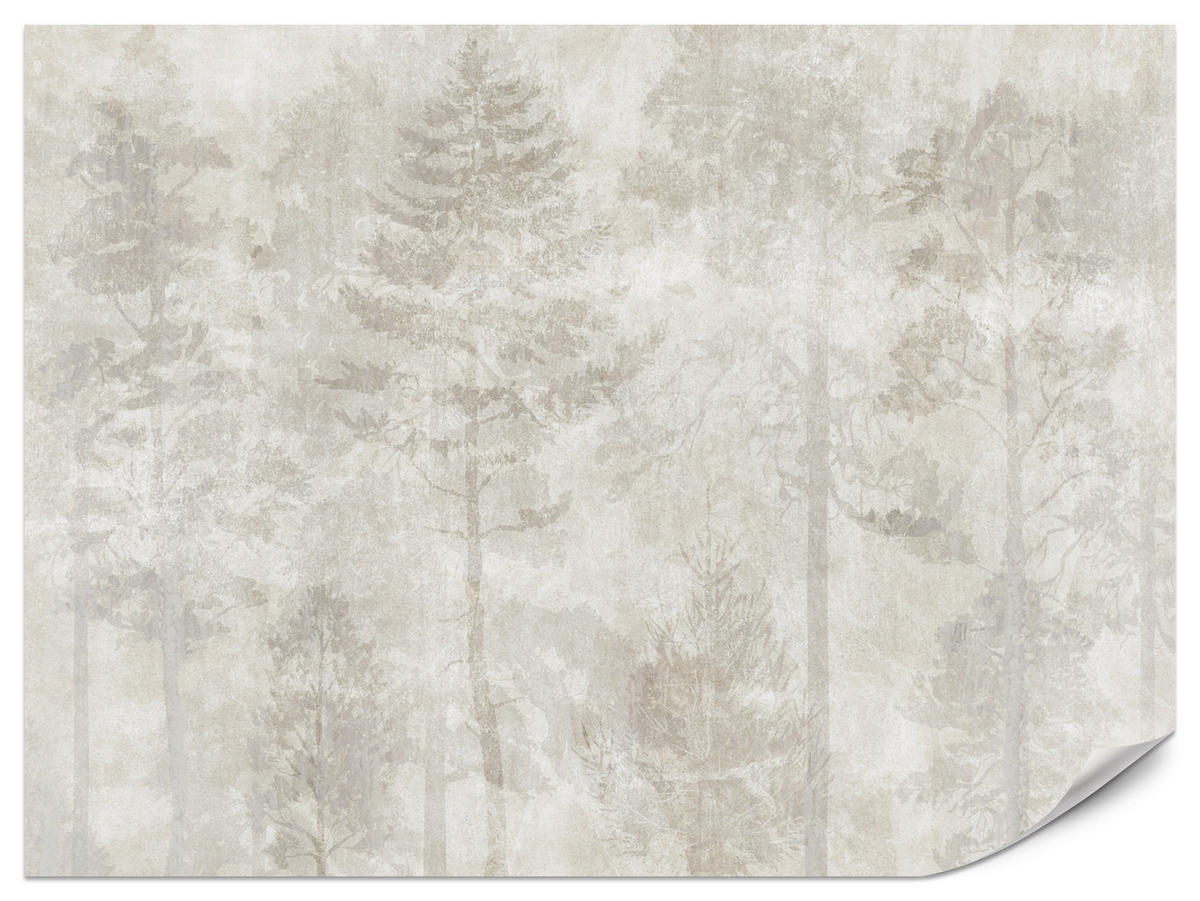 FOTOTAPETA Pre Obývaciu Izbu Boho Abstrakcia Les Stromy Betón Vintage 500 x 350 cm - béžová, papier (500/350cm) - Muralo