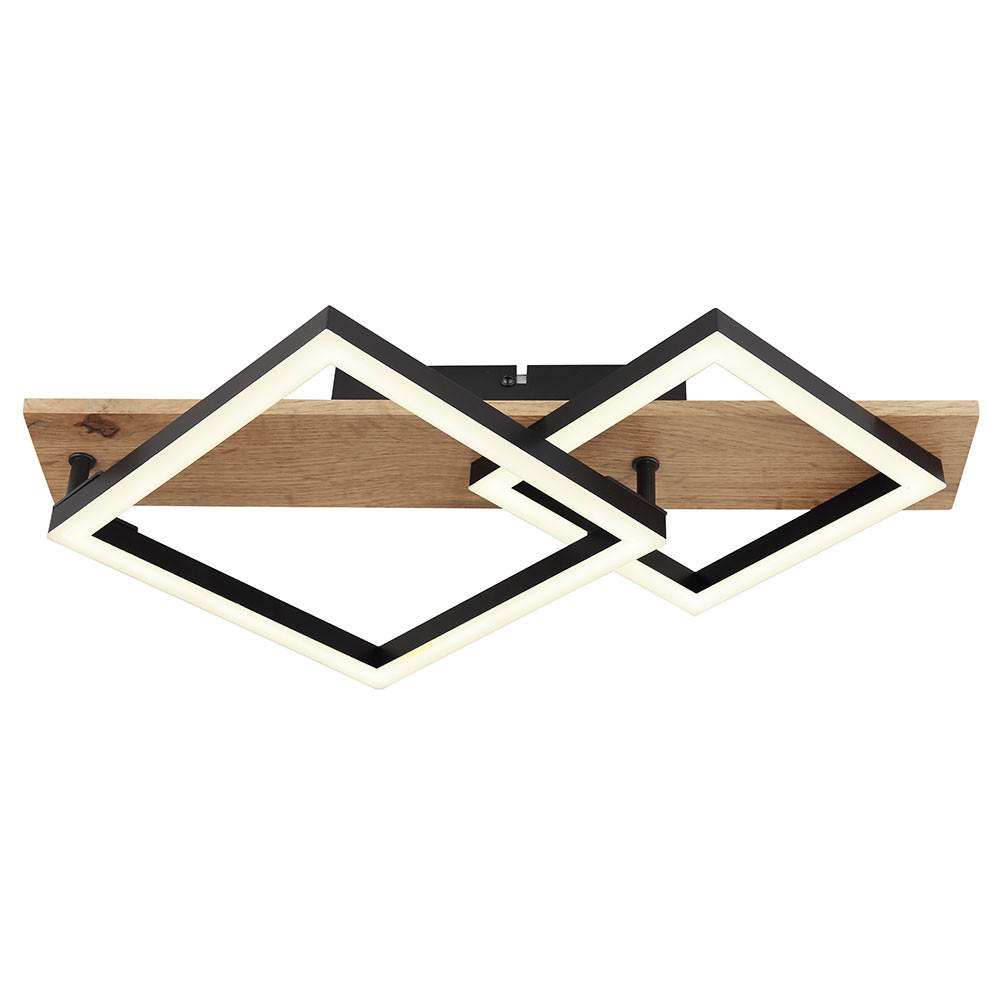 LED DECKENLEUCHTE Metall Schwarz - Braun, Metall (47/31/8.5cm) - Globo Lighting