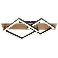 LED DECKENLEUCHTE Metall Schwarz - Braun, Metall (47/31/8.5cm) - Globo Lighting