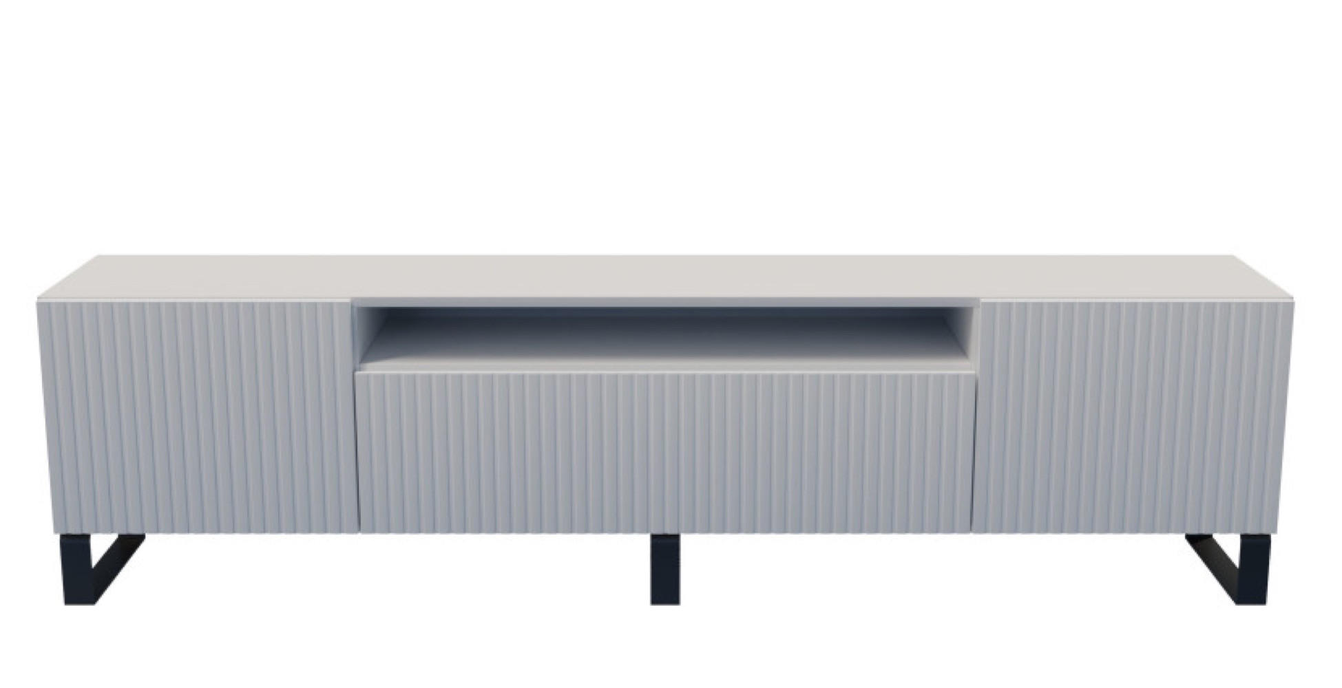 TV-SCHRANK Weiß Marco Metallbeine Gefräste Fronten 200 cm - Weiß, Holzwerkstoff (200/53/41cm) - Sepro Meble