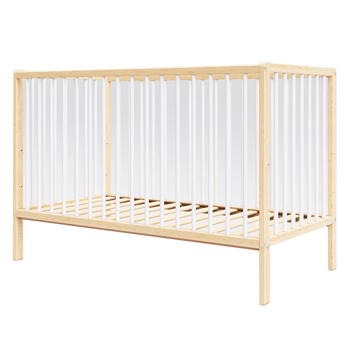BABYBETT Anna, Mitwachsendes, Weiß und Kiefer - Kieferfarben, Holz (60/120cm) - Premiers Moments
