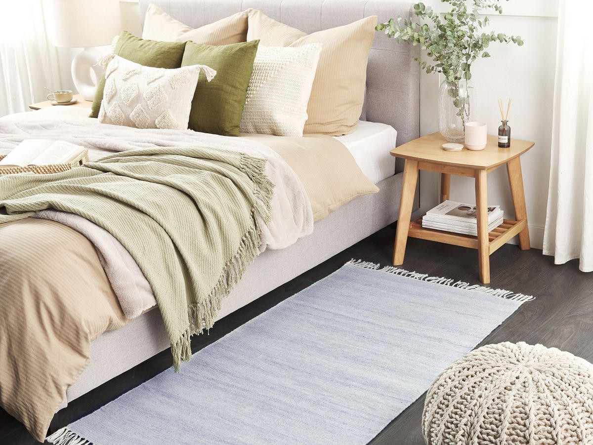 TEPPICH geflochten Malhia 150/80 cm - Blau, Kunststoff (80/150cm) - Beliani