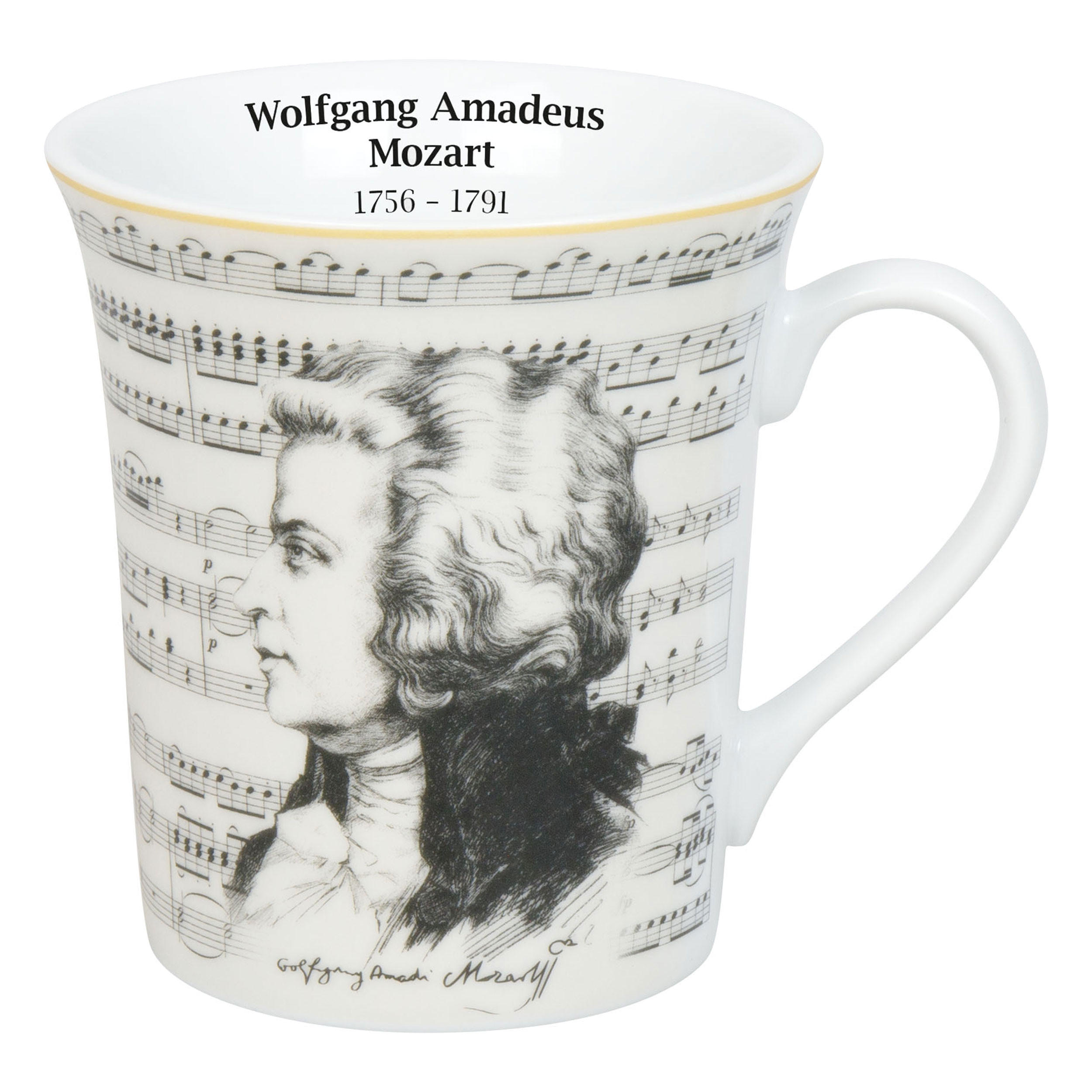 KAFFEEBECHER Komponisten Mozart - Naturfarben, Keramik (0.41L) - Könitz