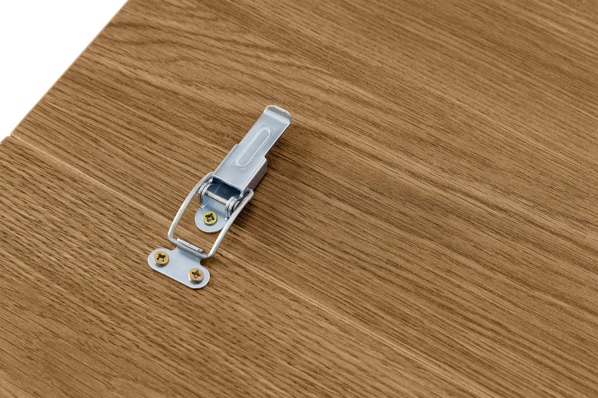 ESSTISCH INDAGA Ausziehbar 100-140cm Rund, Goldene eiche/schwarz - Eichefarben/Schwarz, Holz (100/140/75cm) - KONSIMO®