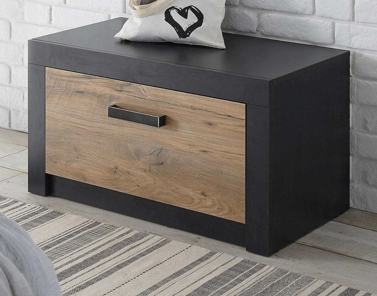 GARDEROBEN-SITZBANK Kastanie und grau Fresco, Garderobenbank Schuhschrank, 80 x 43 cm - Kastanienfarben/Dunkelgrau, Holzwerkstoff/Kunststoff (80/43/42cm) - Furn.Design