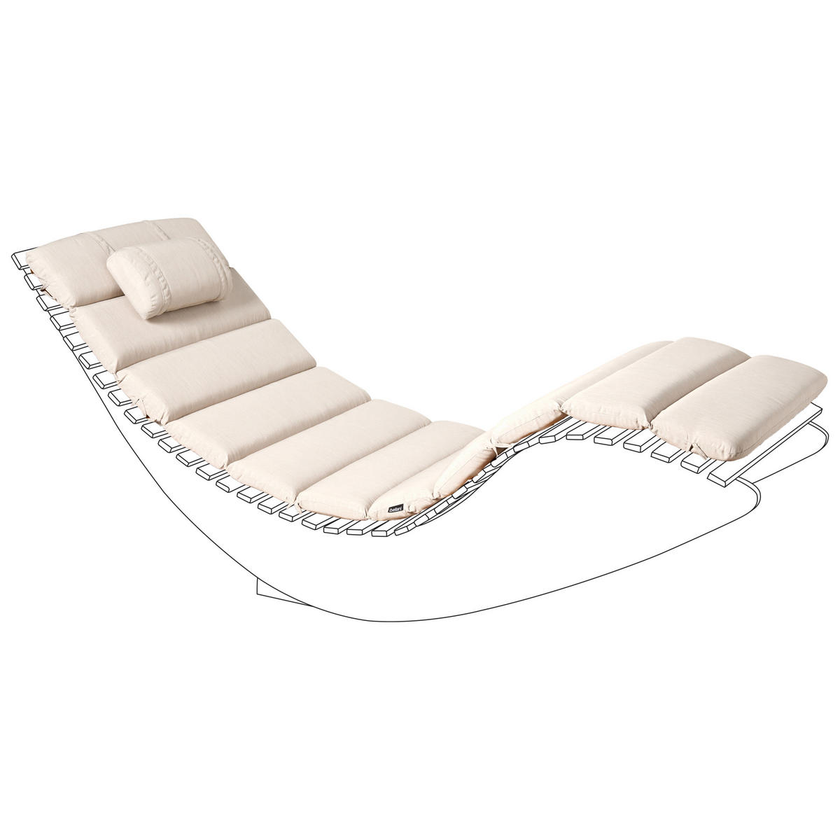 LIEGENAUFLAGE Hellbeige 60/180 cm Brescia Premium - Beige, Textil (180/5/60cm) - Beliani