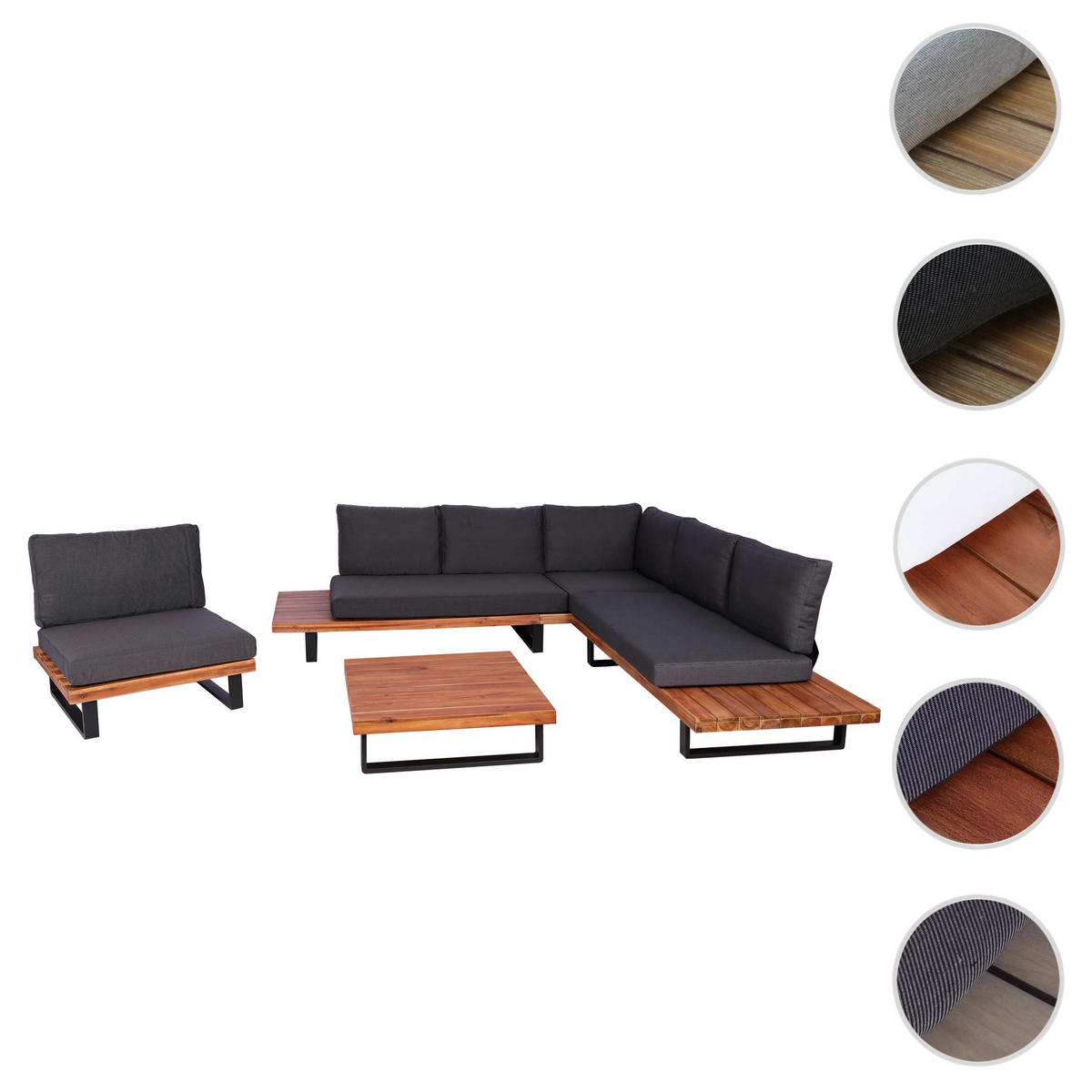 GARTEN-GARNITUR Schwarz, Dunkelbraun, Grau - Dunkelbraun/Schwarz, Holz - MCW
