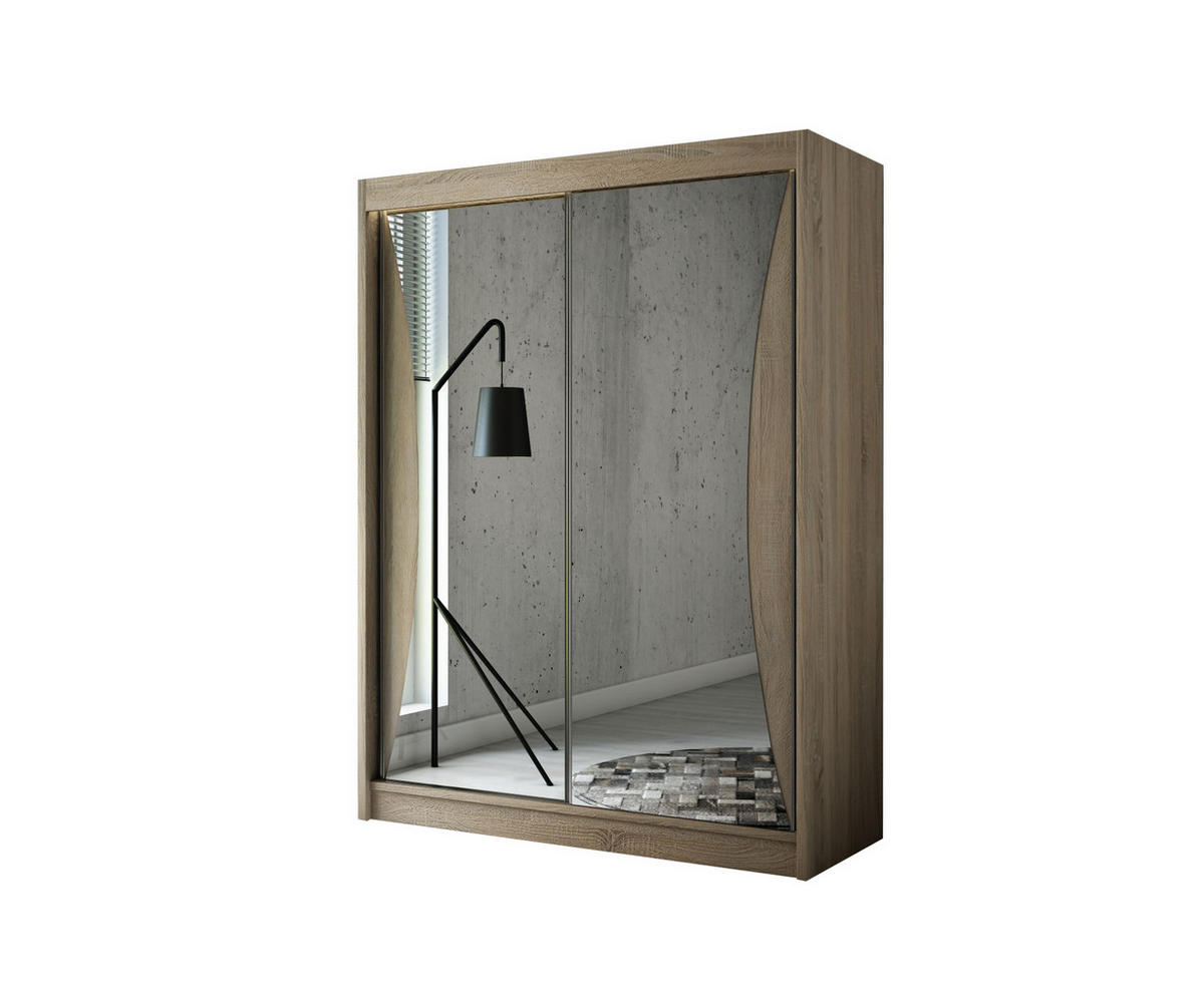KLEIDERSCHRANK TIWAN mit Spiegel/LED - 120 cm - Sonoma Eiche - Sonoma Eiche, Holzwerkstoff (120/215/61cm) - ALTDECOR