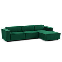 ECKSOFA mit Longchair - Dunkelgrün/Schwarz, Kunststoff/Textil (294/177cm) - home24