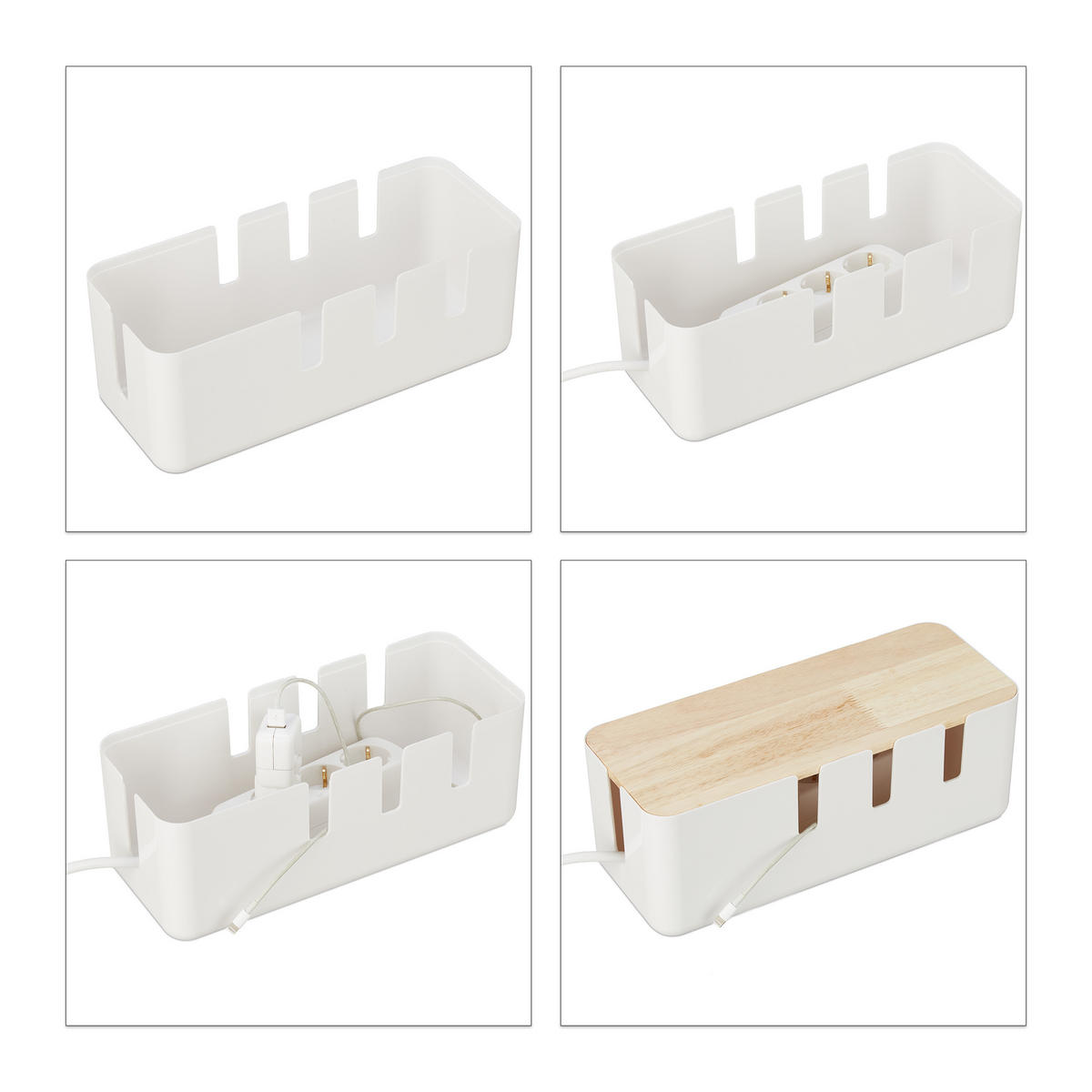 KABELBOX - Weiß, Holz/Kunststoff (12.5/30.5/11.5cm) - Relaxdays