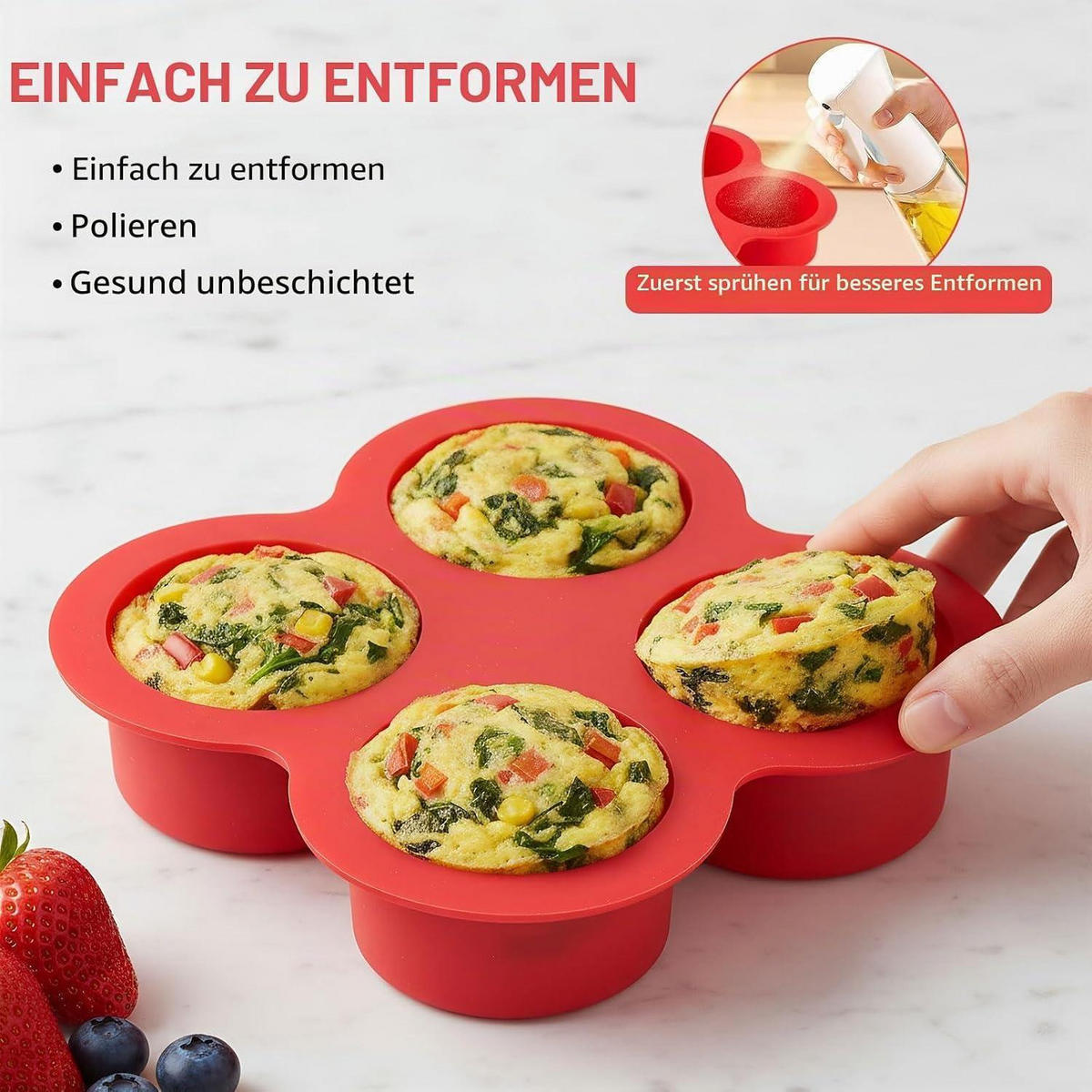 MUFFINFORM Set mit Backpinsel Rot - Rot, Kunststoff (13.5/2.5/13.5cm)
