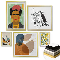 WANDBILDER 5er Set - 50x50 cm & 20x30 cm & 40x60 cm Goldrahmen - Zitronenweinporträt von Frida - Goldfarben, Kunststoff (40/60cm) - ArtPrintCave
