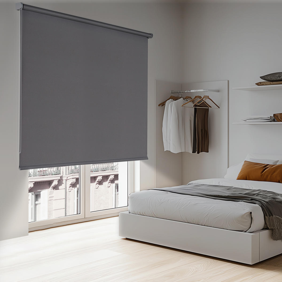 VERDUNKELUNGSROLLO Grau 160x250 cm - Grau, Kunststoff (160/250cm) - STORESDECO