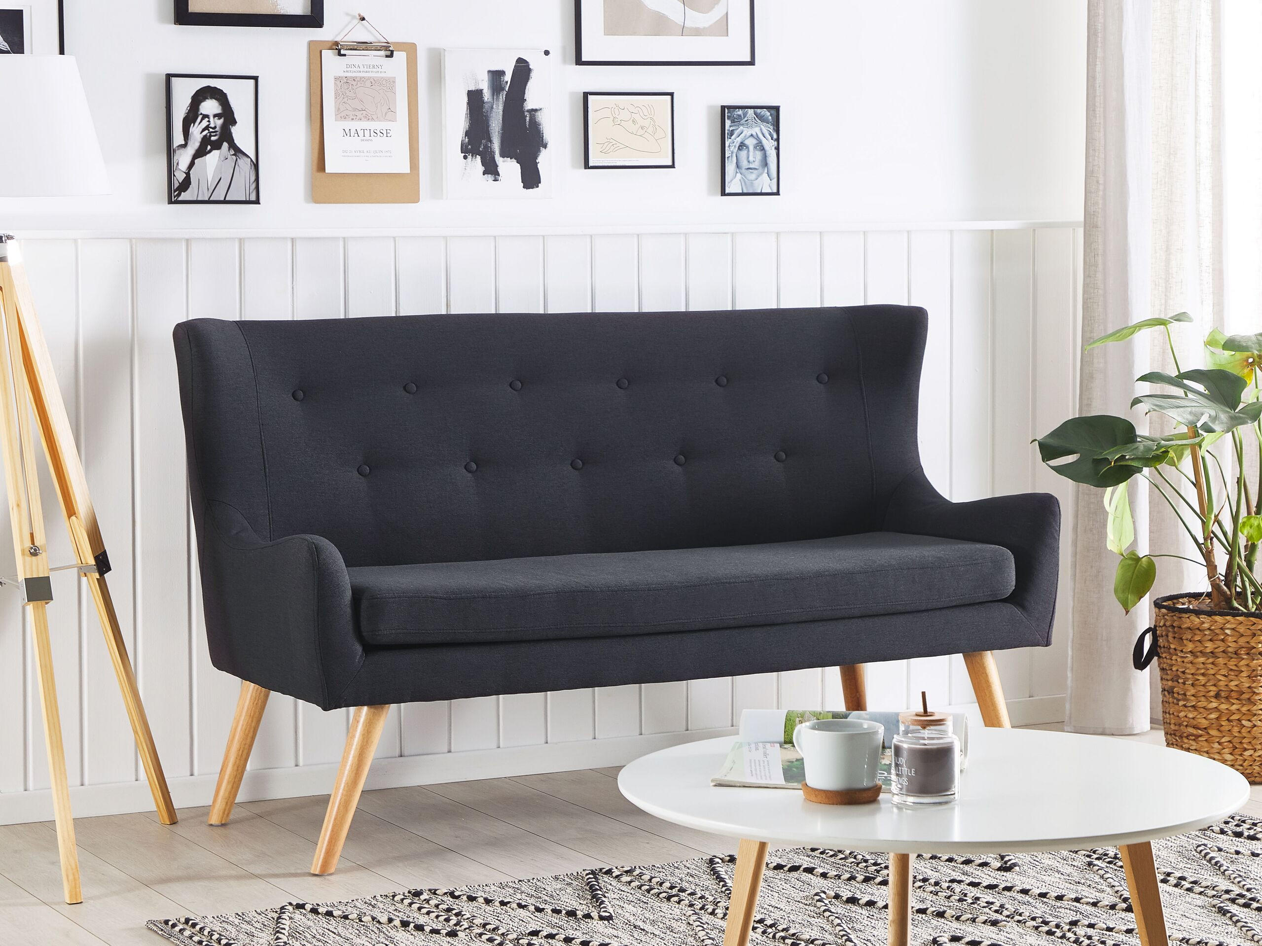 2-SITZER-KÜCHENSOFA Polsterbezug Schwarz Skibby - Schwarz, Textil (160/95/60cm) - Beliani