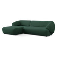 ECKSOFA Links Bouclé Stoff Grün - Dunkelgrün/Schwarz, Kunststoff/Textil (156/280cm) - Makamii