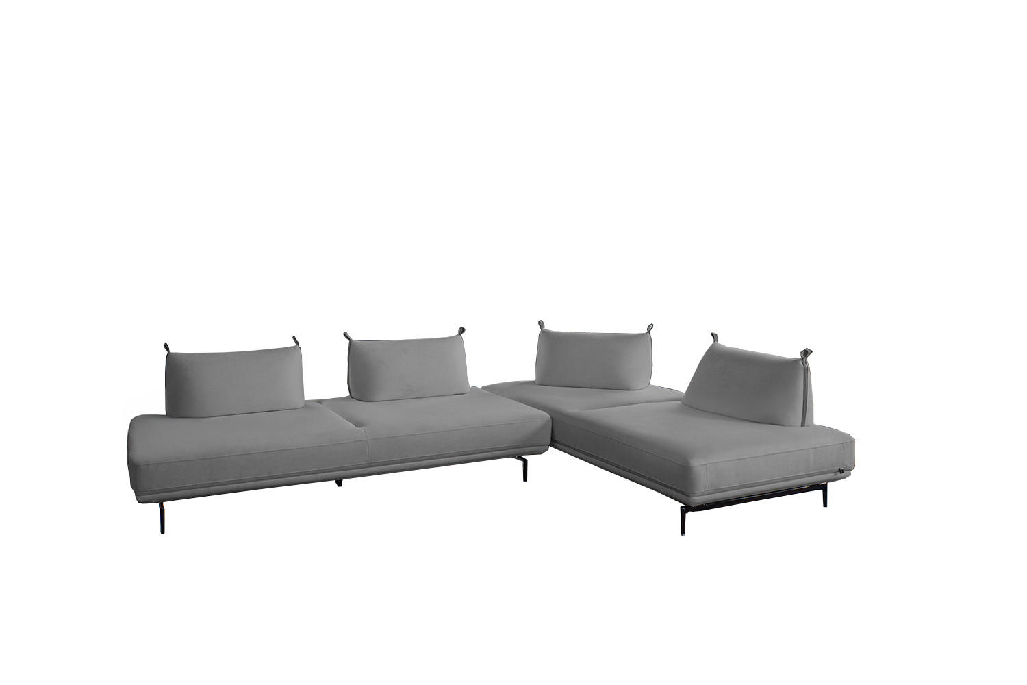 ECKSOFA CANE Grau Webstoff - Schwarz/Grau, Textil/Metall (310/210cm) - KAWOLA