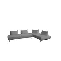 ECKSOFA CANE Grau Webstoff - Schwarz/Grau, Textil/Metall (310/210cm) - KAWOLA