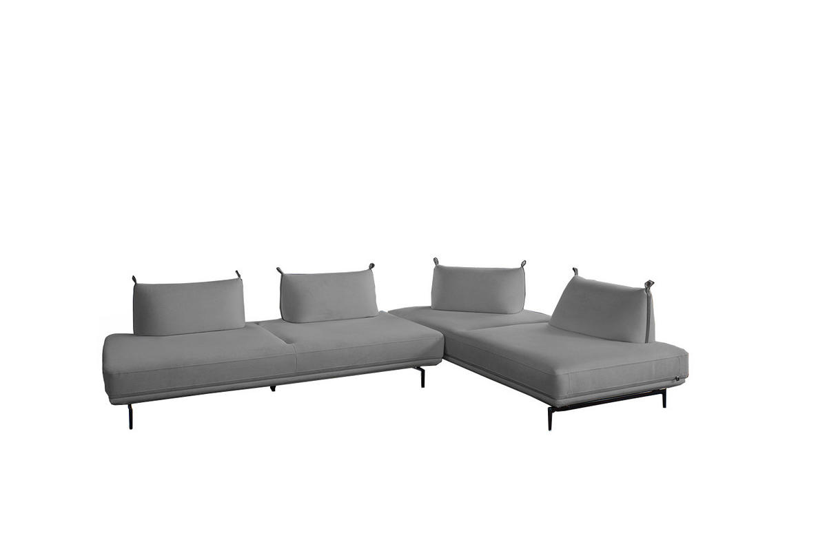 ECKSOFA CANE Grau Webstoff - Schwarz/Grau, Textil/Metall (310/210cm) - KAWOLA