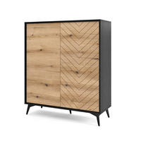 KOMODA DIAMANTE, 104/77/39 cm s 2 dvířky, černá - černá/dub artisan, kompozitní dřevo (104/77/39cm) - MASSENO