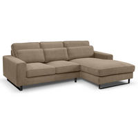SOFA braun Cord 276 cm, Ecksofa 4-Sitzer, L-Sofa Ottomane rechts - Schwarz/Braun, Holz/Textil (276/183cm) - Inn.Furn