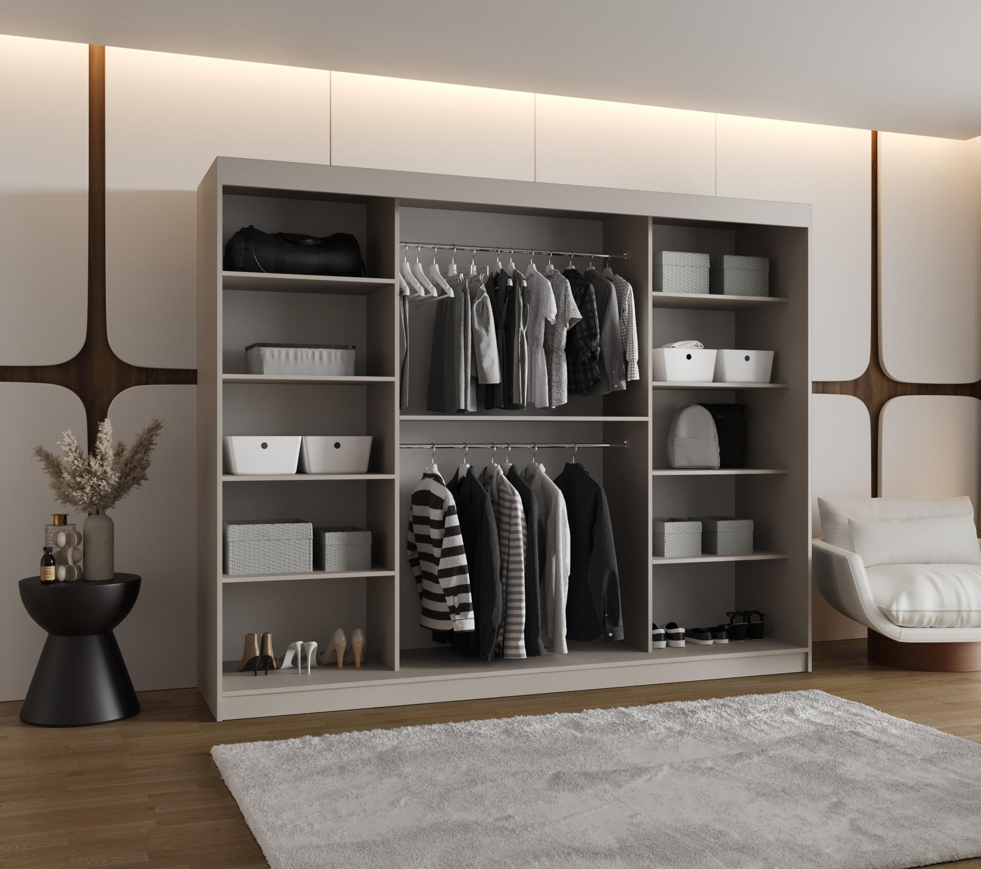 SCHWEBETÜRENSCHRANK 200/250/62 3-türig - Kaschmir, Holz (250/200/62cm) - Abiks Möbel