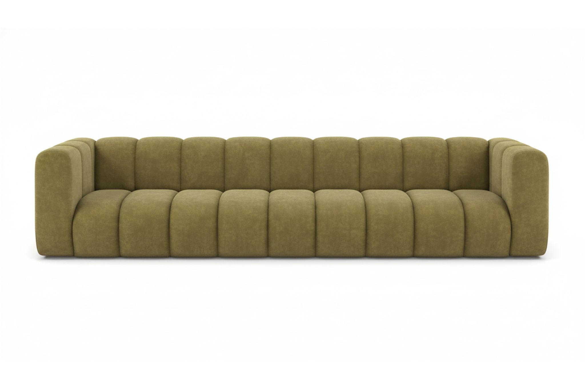 COUCH, Fünfsitzer-Sofa Grand, Veloursstoff Salvador, Olive - Olivgrün, Holz (314/70/87cm) - Kaiser Möbel