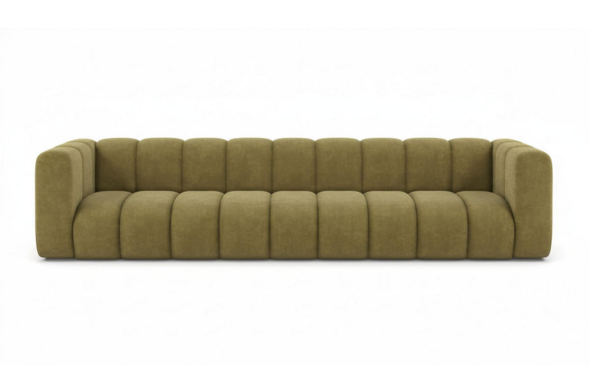 COUCH, Fünfsitzer-Sofa Grand, Veloursstoff Salvador, Olive - Olivgrün, Holz (314/70/87cm) - Kaiser Möbel