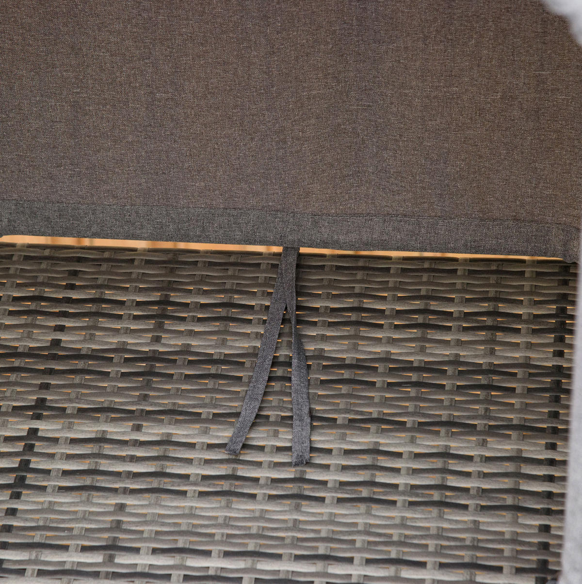 SONNENLIEGE aus PE-Rattan 195x65x40 cm in Grau mit Baldachin - Grau, Metall (65/40/195cm) - Modfu