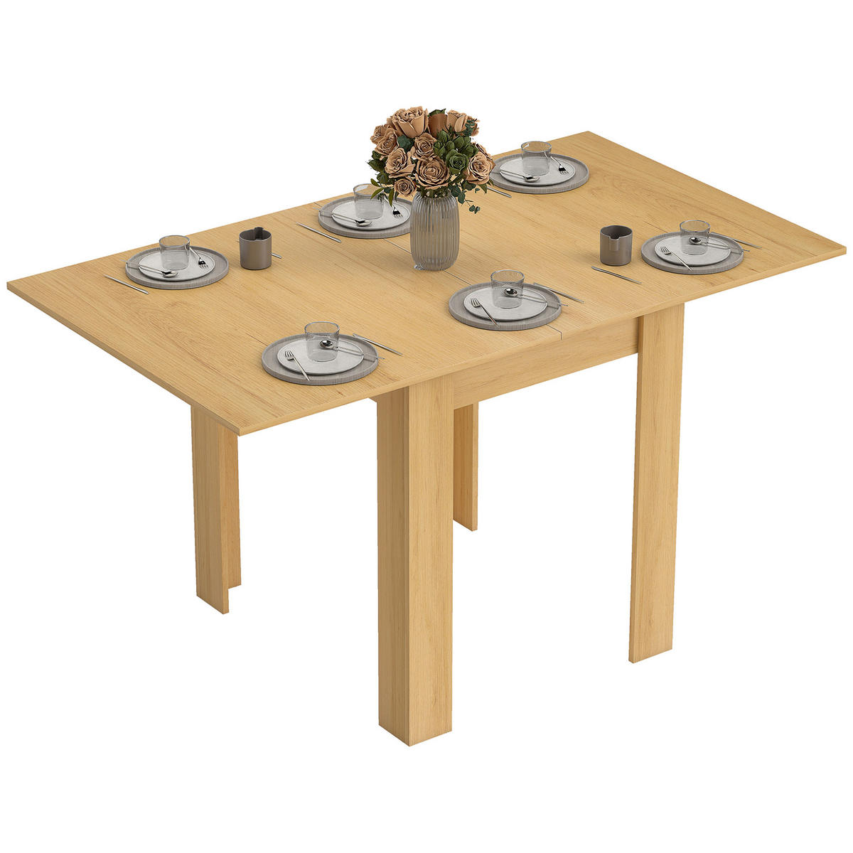 ESSTISCH Naturfarben ausziehbar 140/80/77,5 cm - Naturfarben, Metall (70/80/77.5cm) - PANGIVO