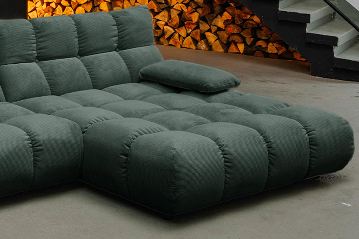 ECKSOFA VIVIEN Smaragdgrün Cord - Smaragdgrün/Schwarz, Kunststoff/Textil (290/178cm) - KAWOLA