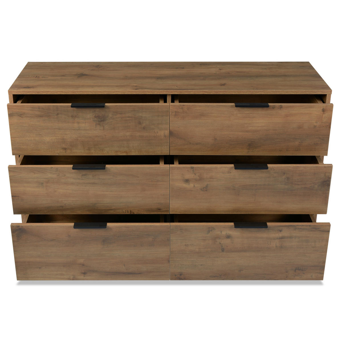 KOMMODE 120/40/76 cm in Dunkler Eiche mit 6 Schubladen und Metallgestell - Nussbaumfarben, Holzwerkstoff (120/76/40cm) - Flora Grace