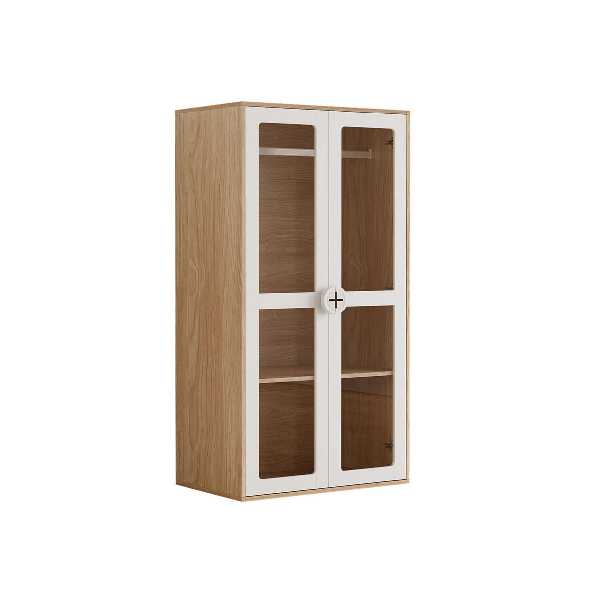 KLEIDERSCHRANK- und Kommoden-Set aus MDF 80x50x150 cm & 80x54x90 cm Natur/Weiß mit Acryl Türen und 4 Schubladen - Weiß, Holzwerkstoff (160/150/50cm) - Modfu