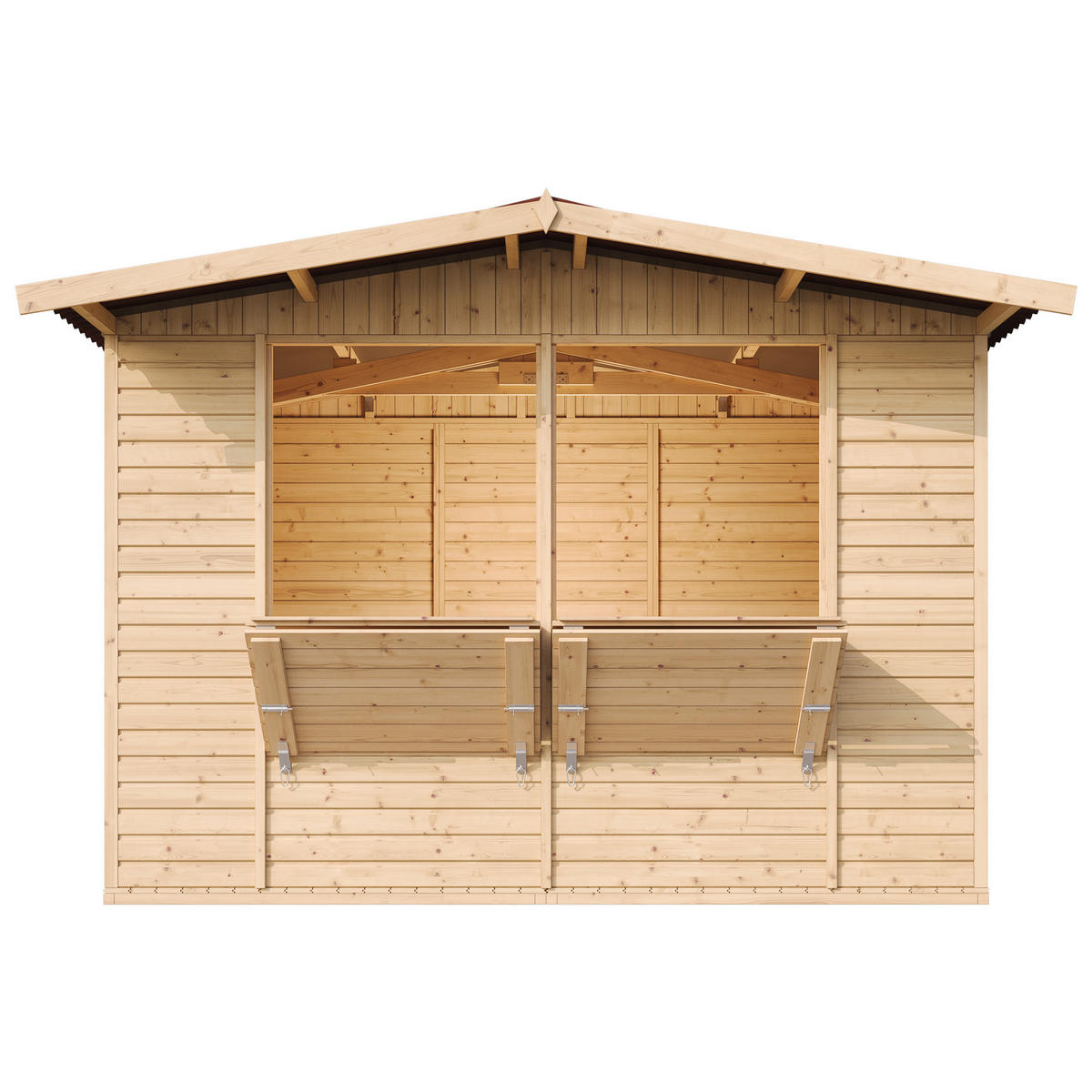 MARKTBUDE Holz, Gartenhaus , ZWEI FENSTER - 200x300/6 m2 - M150 - Beige, Holz (336/232/263cm) - Timbela