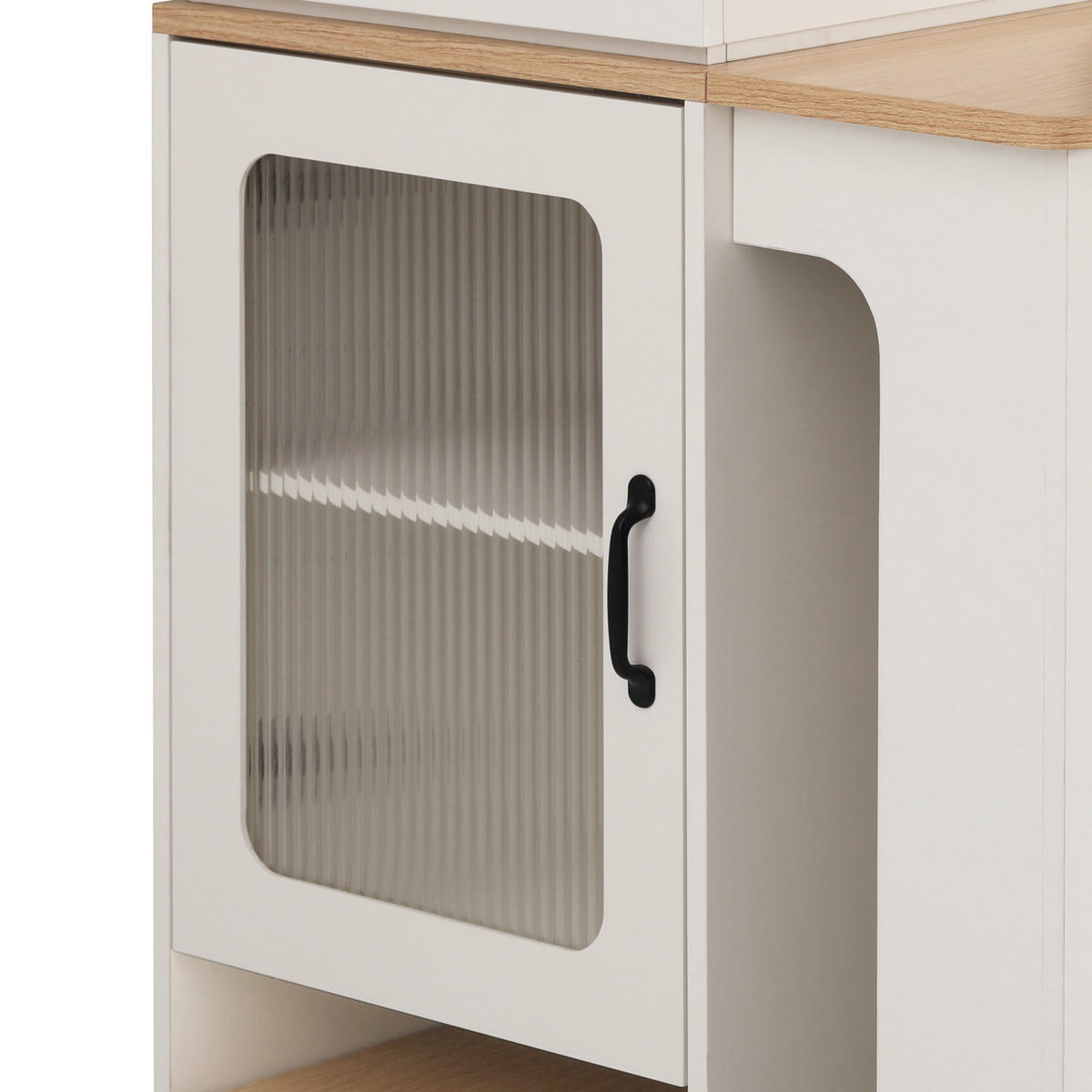 KÜCHENINSEL in Naturfarbe und Weiß Servierwagen mit ausziehbarer Tischplatte für Esszimmer und Küche, B71/T80/H92 cm - Naturfarben/Weiß, Glas/Holzwerkstoff (151/92/80cm) - STILVORA