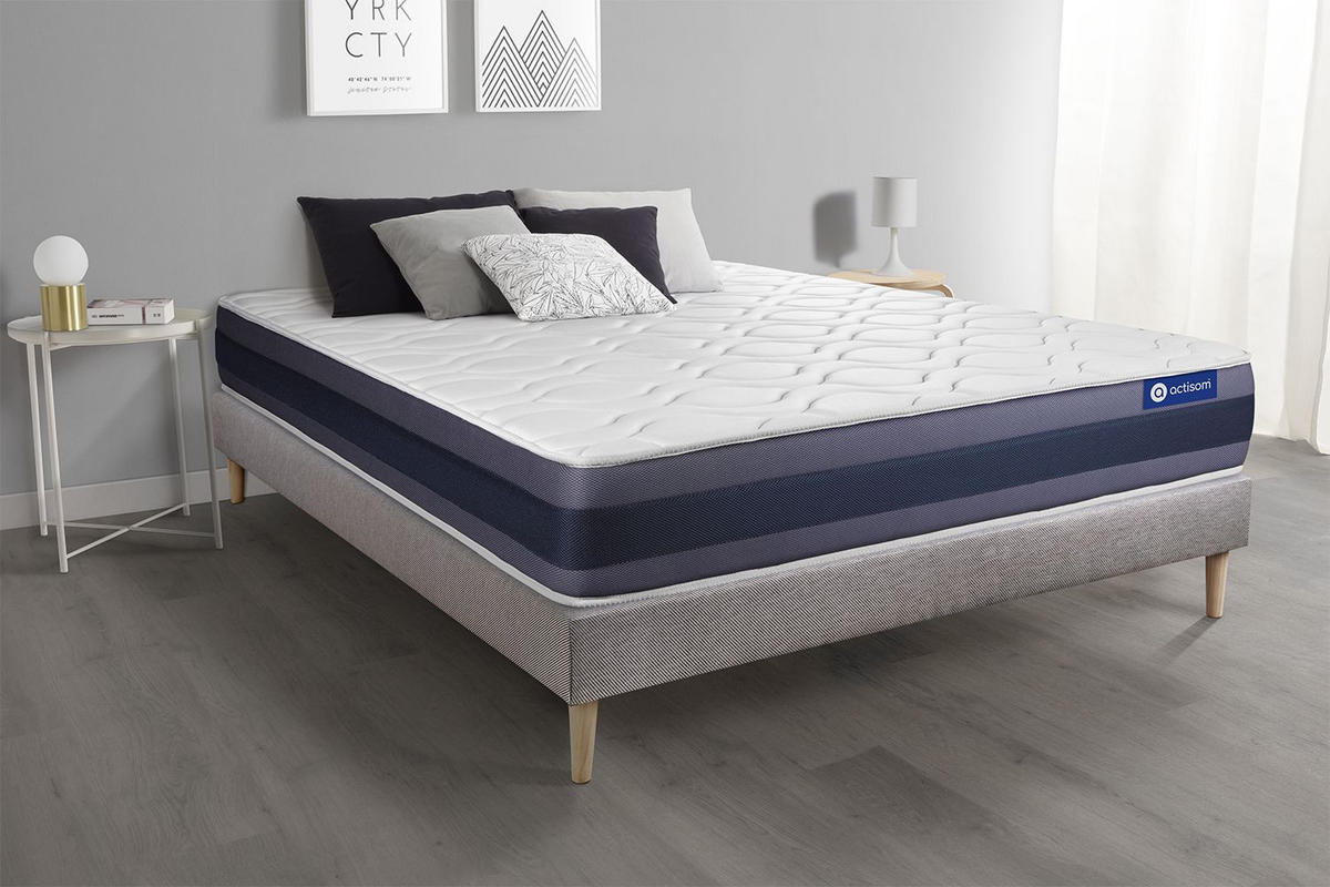 BETT Actimemo morpho Memory-Schaum 180 x 190 cm h1 - Kit Bettgestell Grau - Beige/Grau, Holz (180/190cm) - ACTISOM