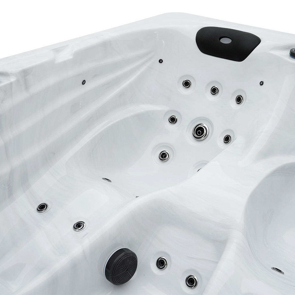 OUTDOOR WHIRLPOOL SUNSET - Mit Treppe und Thermoabdeckung - Weiß, Kunststoff (156/82/220cm) - Home Deluxe