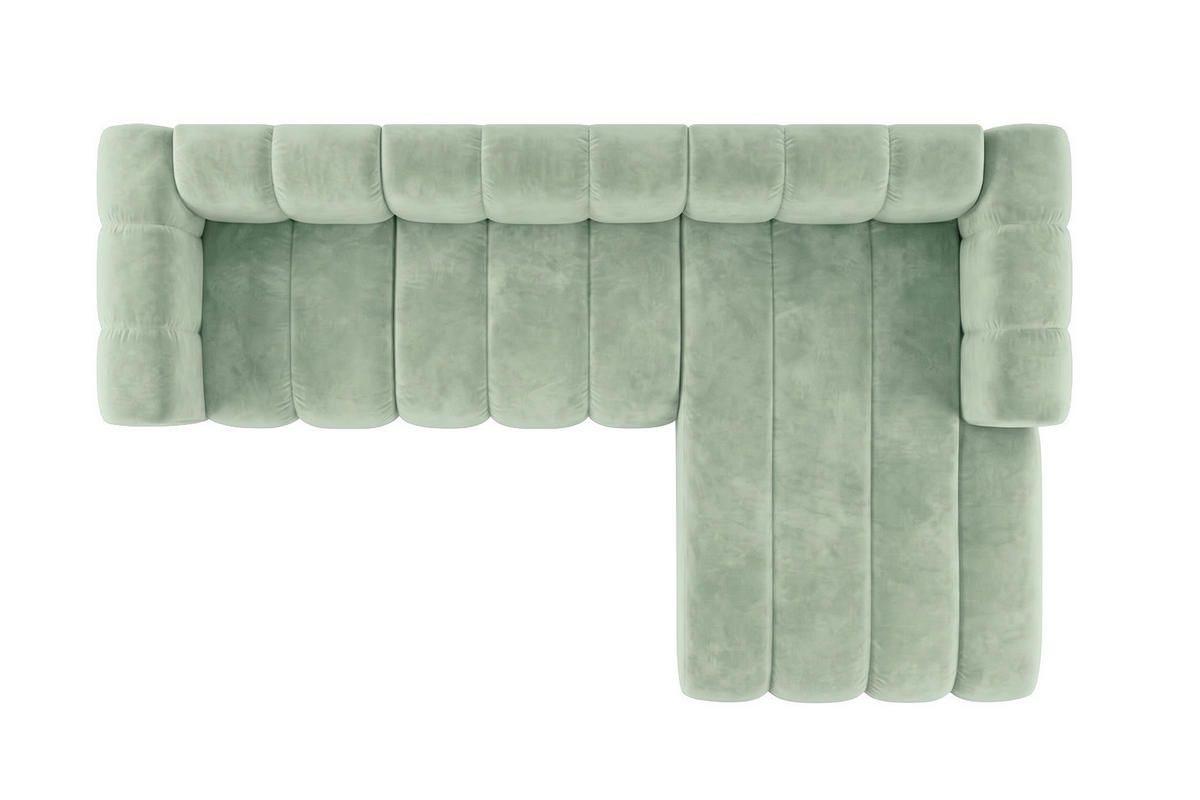 ECKSOFA Modulares In L-Form, Velvet-Stoff Riviera, Mintz, Rechts, GRAND 287 cm - Mintgrün, Holz (287/179cm) - Kaiser Möbel