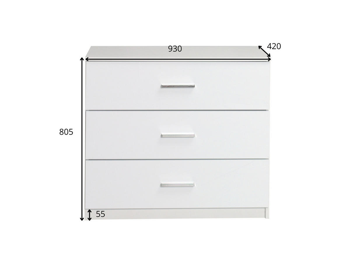 KOMMODE Weiß Hochglanz 93/80,5/42 - Weiß Hochglanz, Holzwerkstoff (93/81/42cm) - RAUMHIRSCH FURNITURE