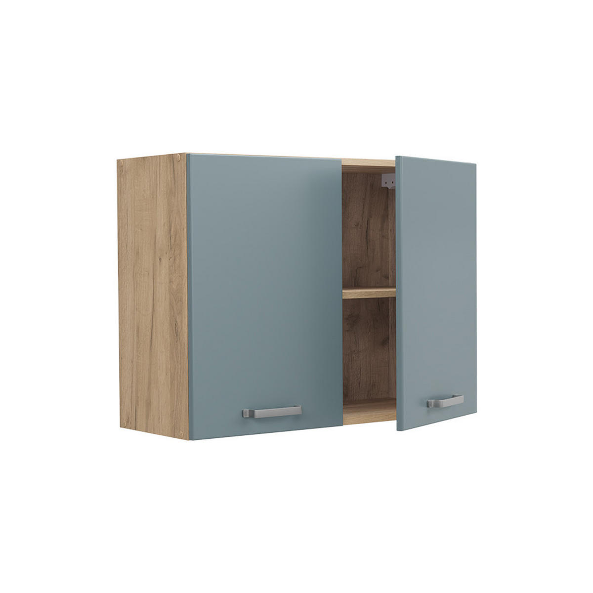 KÜCHENGLASSCHRANK R-Line, Blau-Grau/Goldkraft Eiche, 80 cm - Eichefarben/Blaugrau, Holzwerkstoff (80/60/31cm) - Vicco