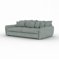 BIGSOFA Hereford Cord Graublau inkl. 11 Kissen 234/131/61 cm - Jadegrün, Kunststoff/Textil (234/61/131cm) - foamnova