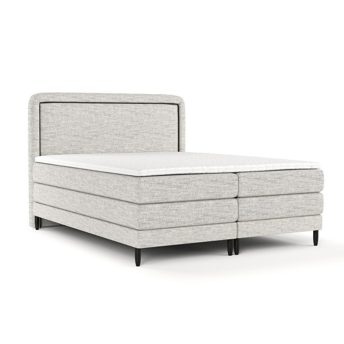BOXSPRINGBETT Dove Hellgrau 200/200 cm mit Matratzen und Topper - Hellgrau/Schwarz, Holz/Holzwerkstoff (200/200cm) - Maison de Reve