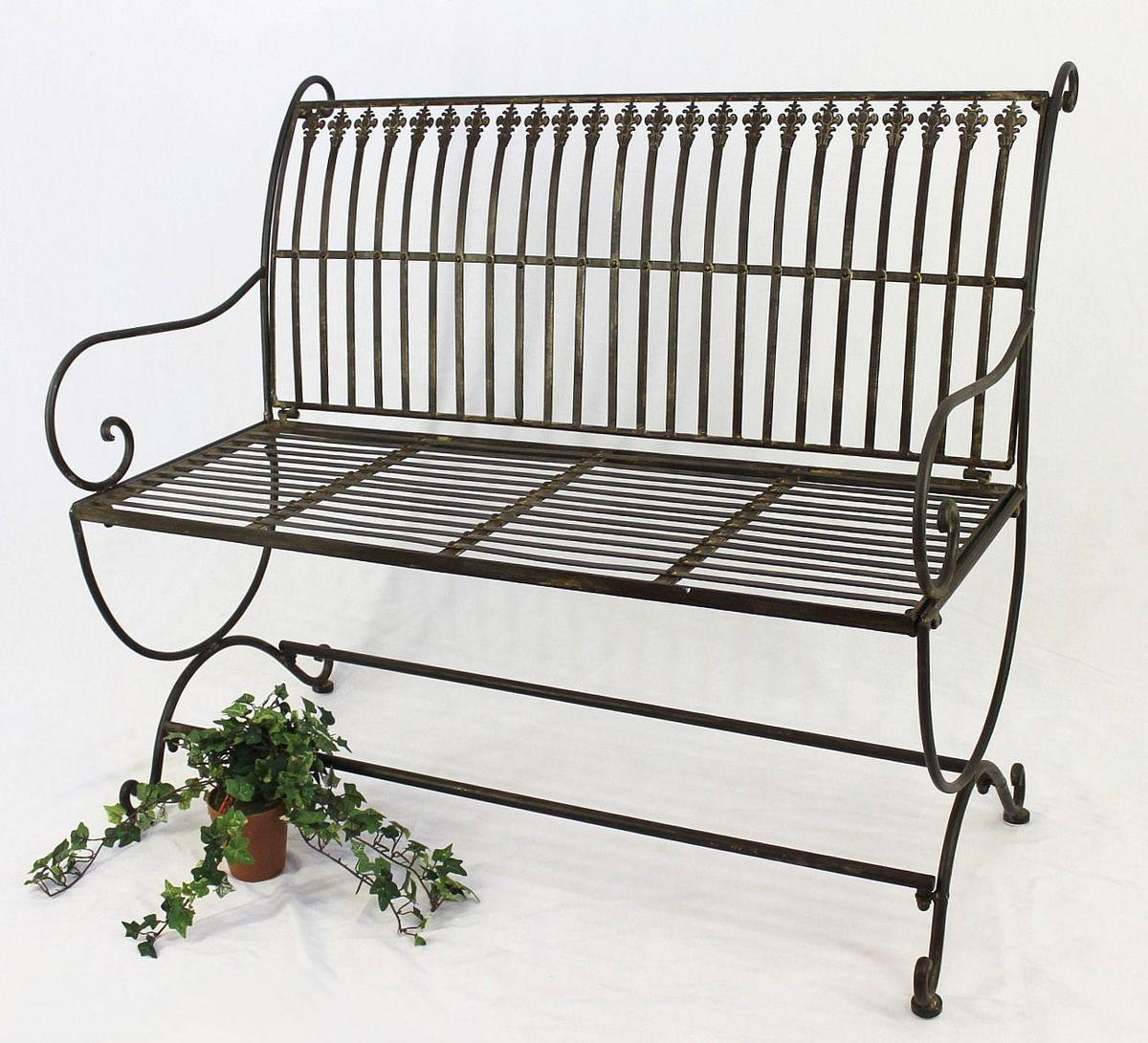 GARTENBANK 2-Sitzer Metall Braun antik 102/60/87 cm - Braun, Metall (102/87/60cm) - DanDiBo
